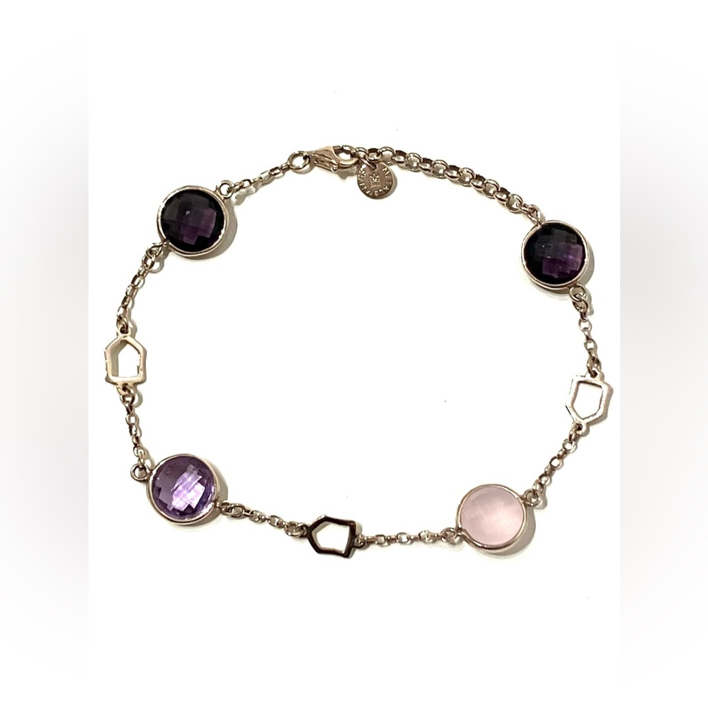 Metalsmiths Sterling 925 Rose Gold Plated Amethyst Rose Quartz Bracelet